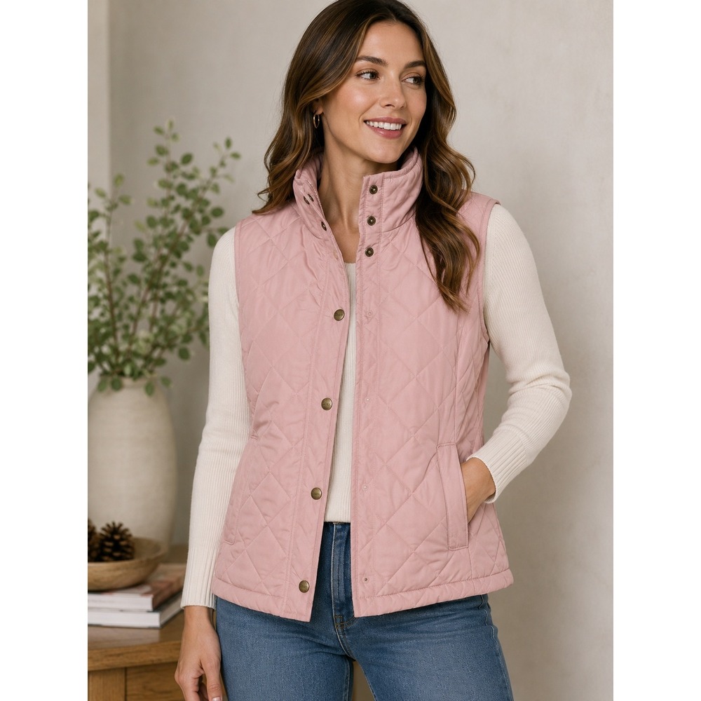 G.H. Bass & Co. Pink Quilted Vest Women's M Preppy Fall Layering